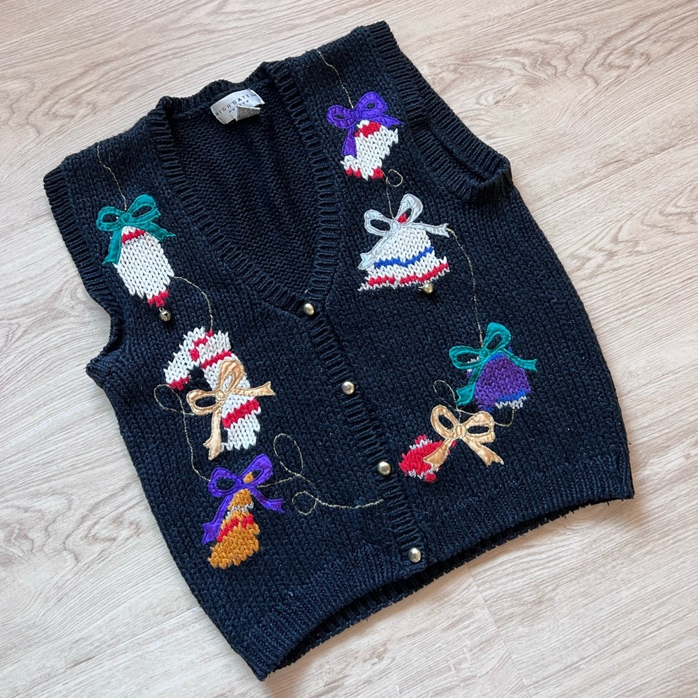 VTG Y2K Ugly Christmas Holiday Sweater Vest with Bells